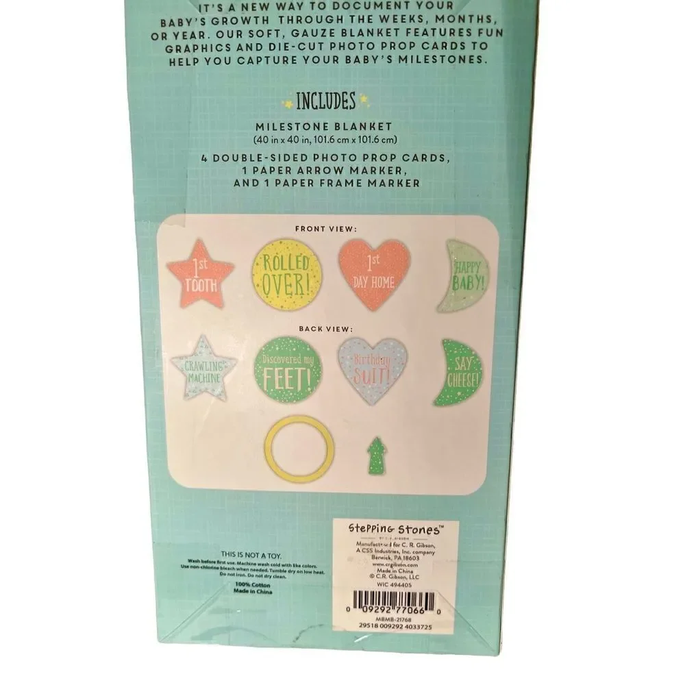 New In Box Stepping Stones Baby Milestone Blanket 40